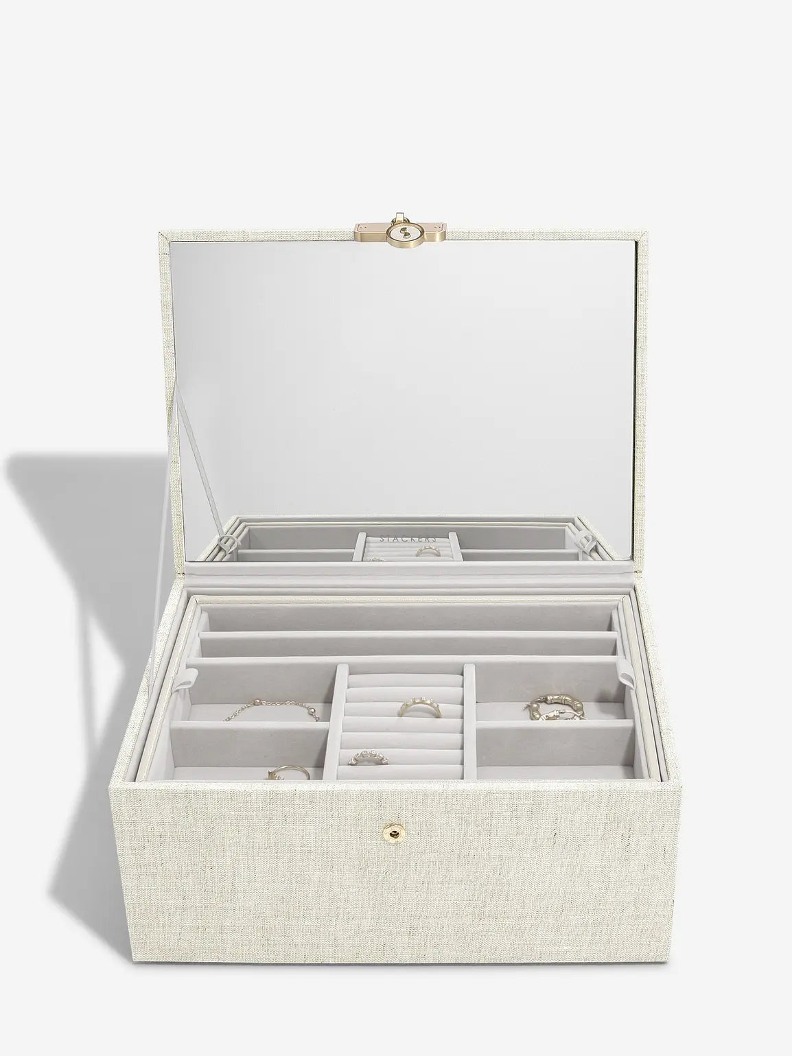 Luxury Classic Jewellery Box | Oatmeal & Linen