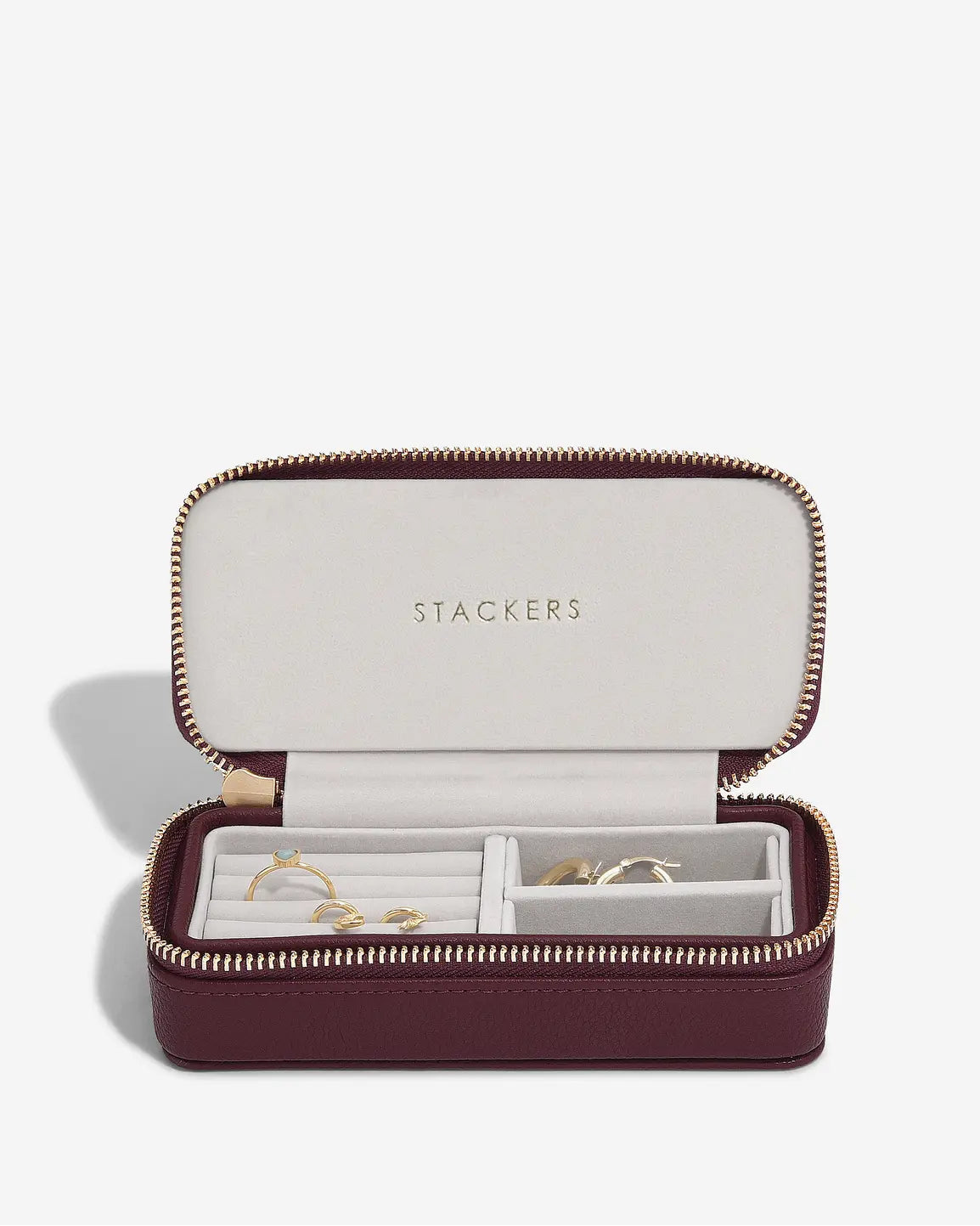 Small Zipped Jewellery Box | Burgundy
