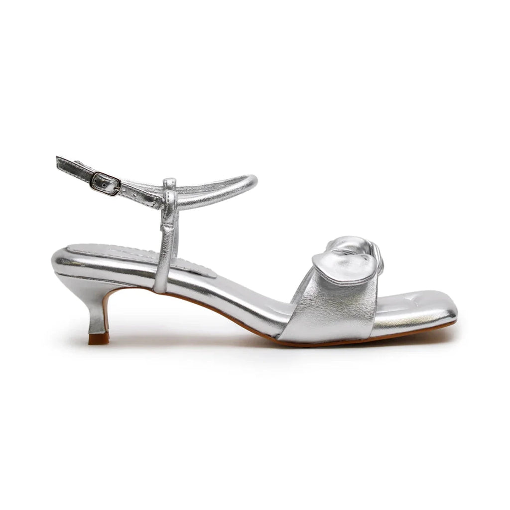 Bow Kitten Heel | Silver