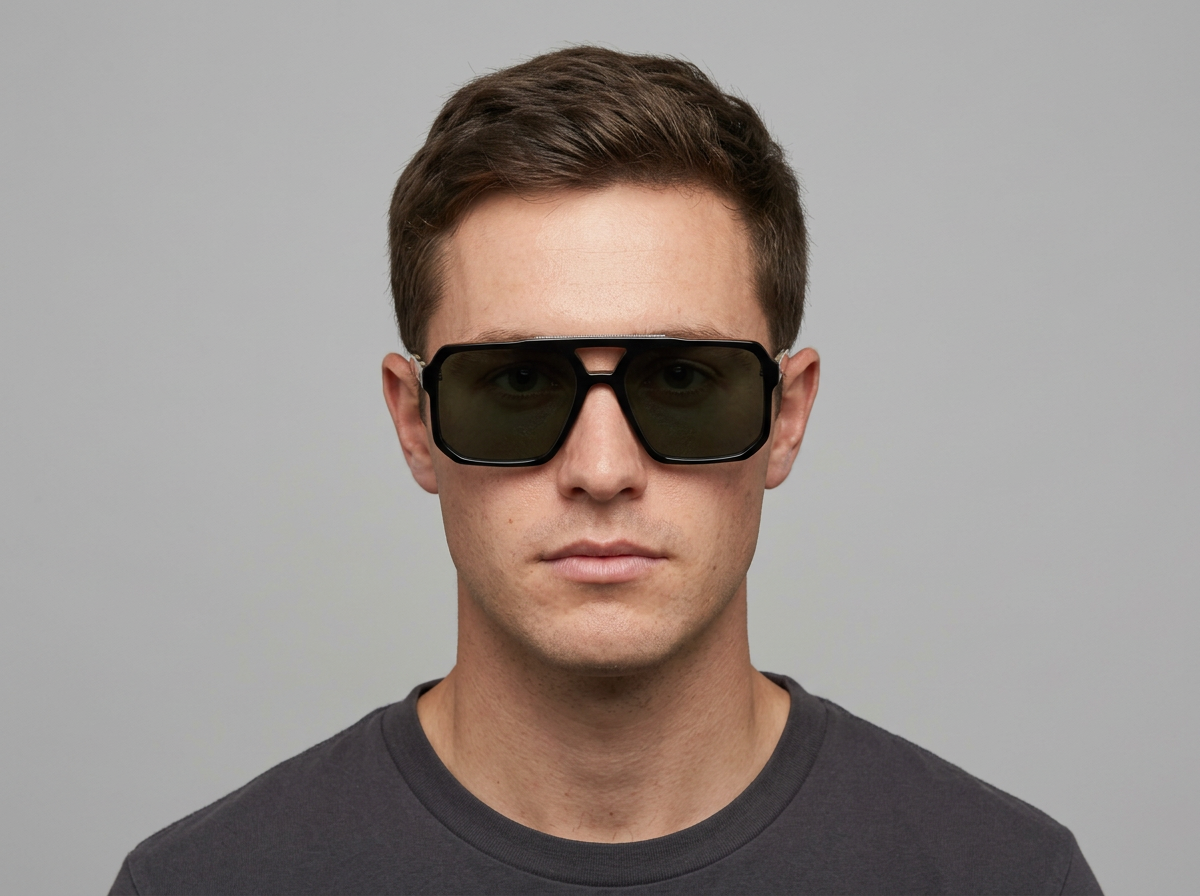 Anchorage Sunglasses | Black with Green Lens