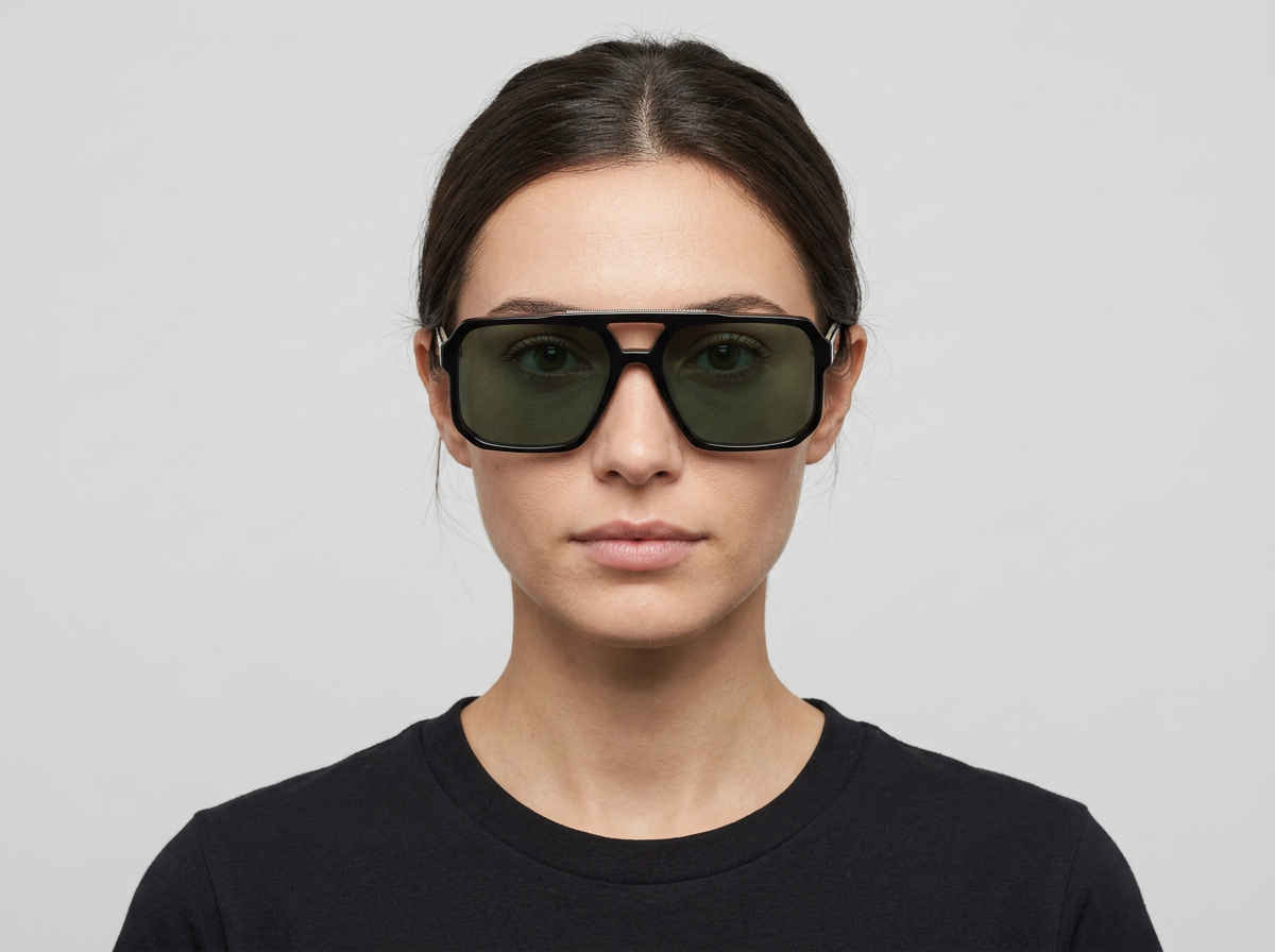 Anchorage Sunglasses | Black with Green Lens
