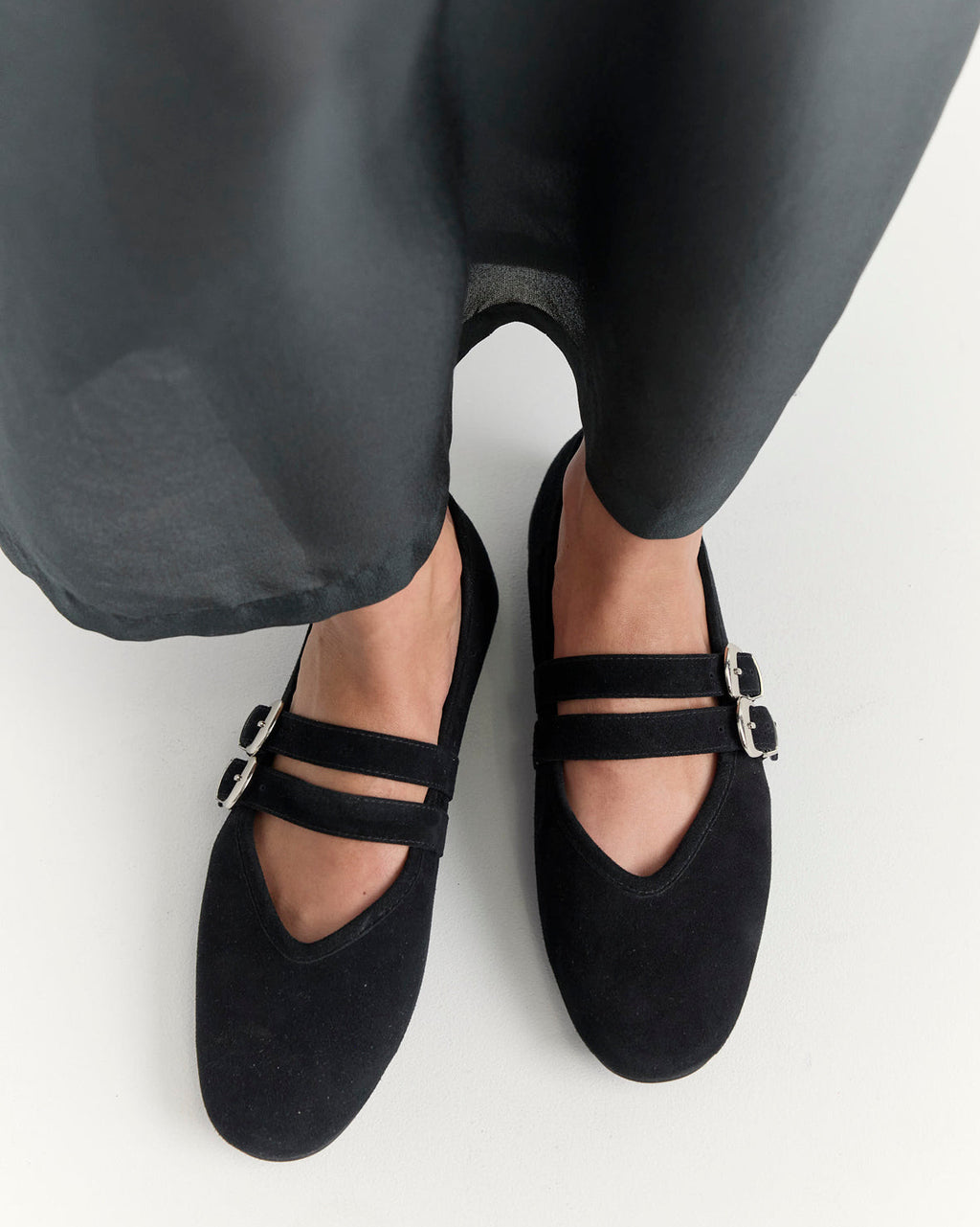 Double Buckle Ballet Flat | Black