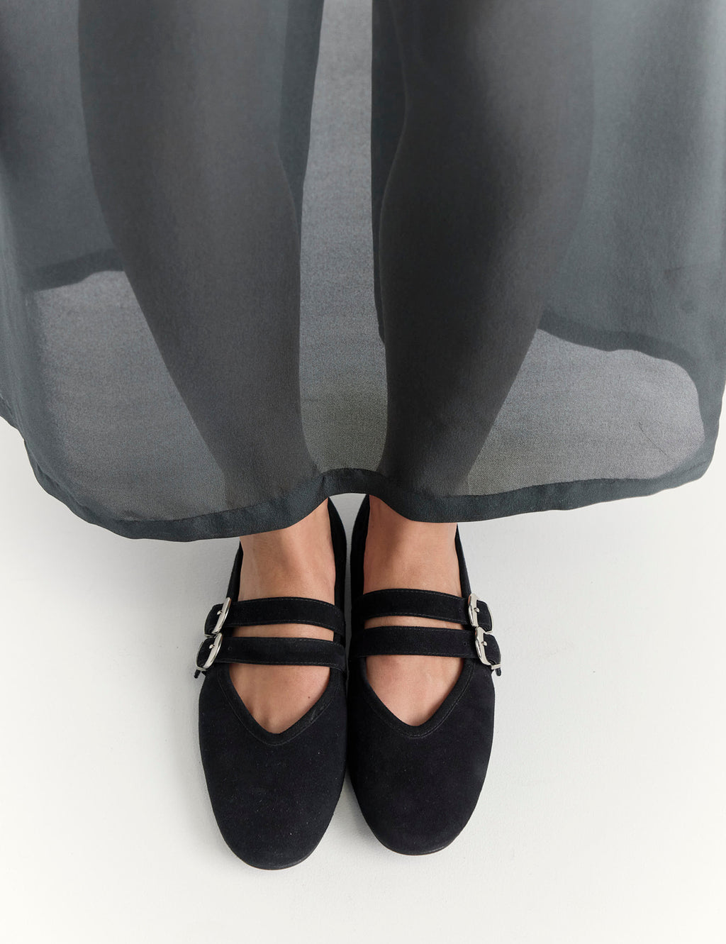 Double Buckle Ballet Flat | Black