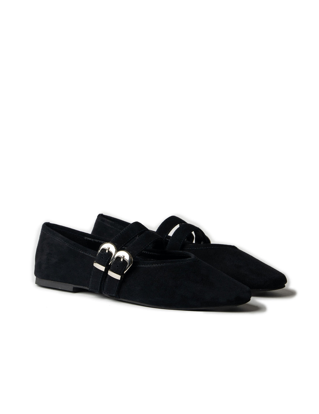 Double Buckle Ballet Flat | Black