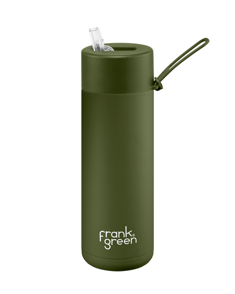 20oz/595ml Ceramic Reusable Bottle with straw lid  | Khaki