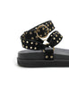 Platform Sandal | Black Suede Gold Eyelet