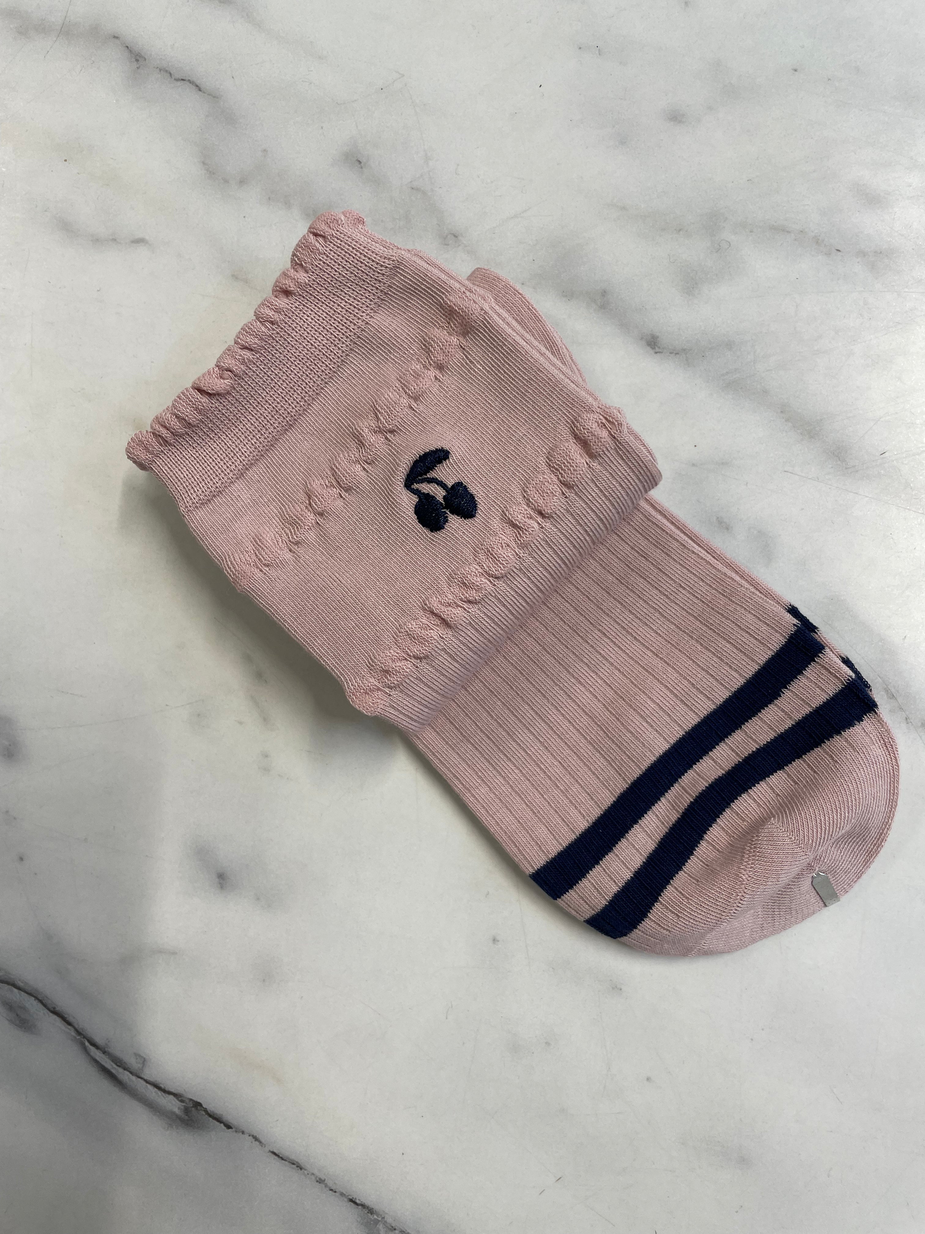 Socks | Pink & Navy Cherry