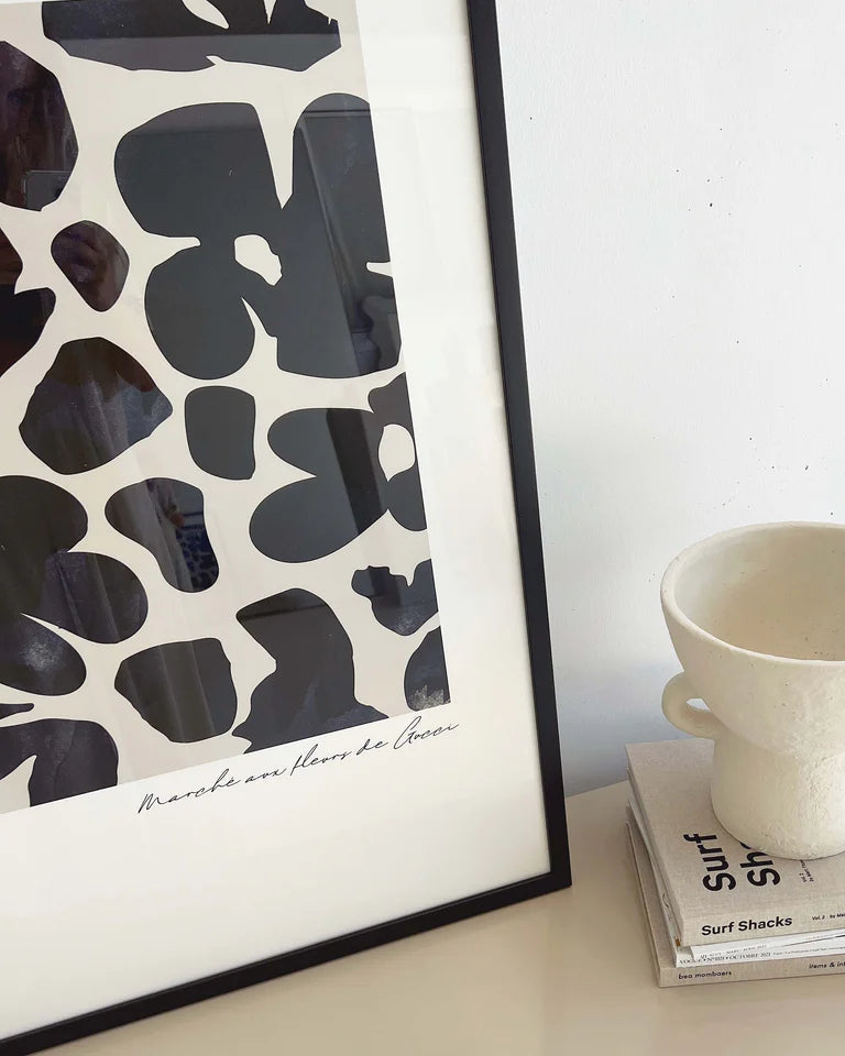 Navy Gucci Flower Market Print | A1 Black Framed