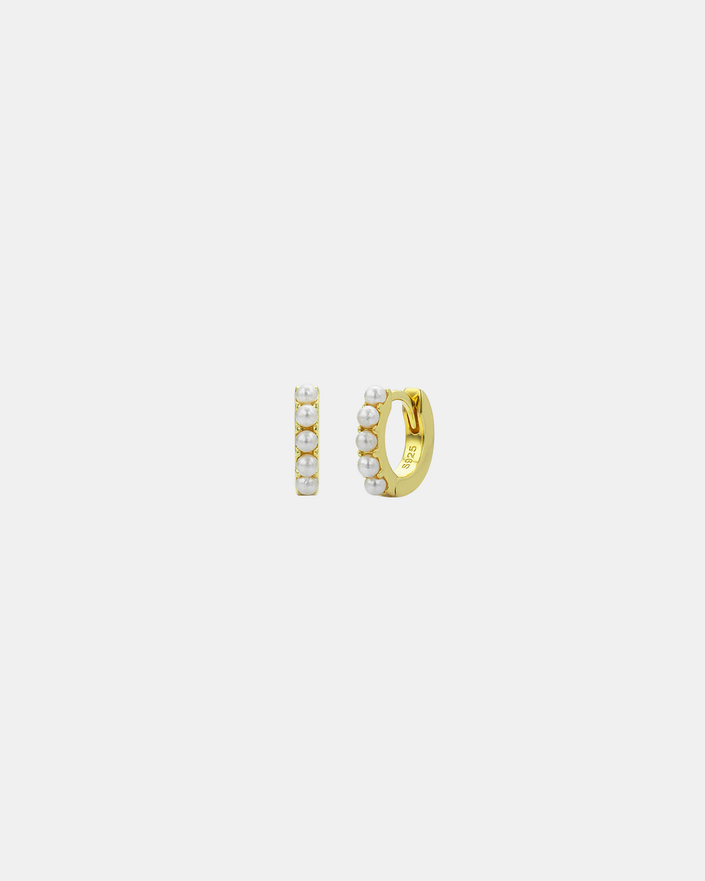Mini Pearl Huggies | Gold