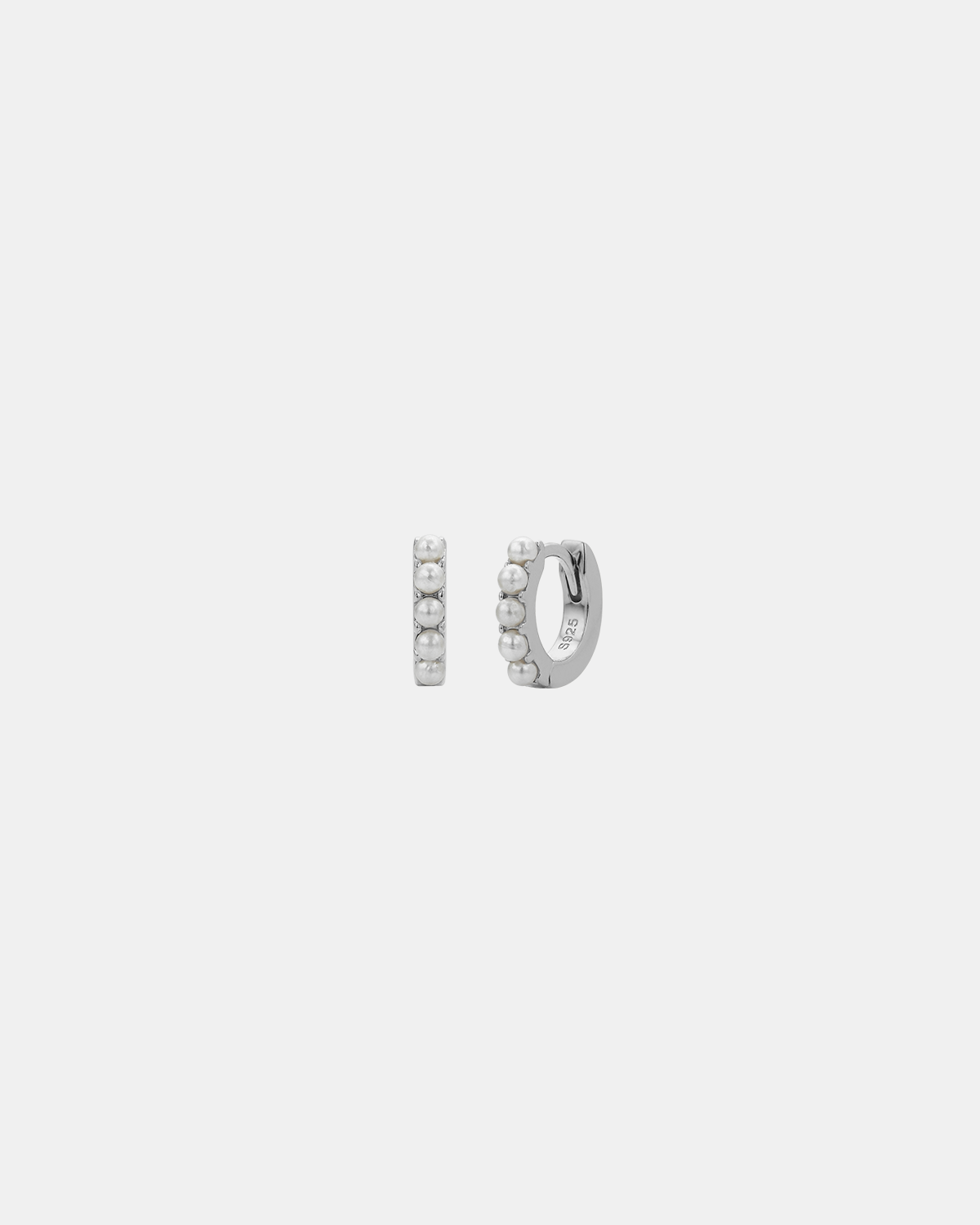Mini Pearl Huggies | Silver
