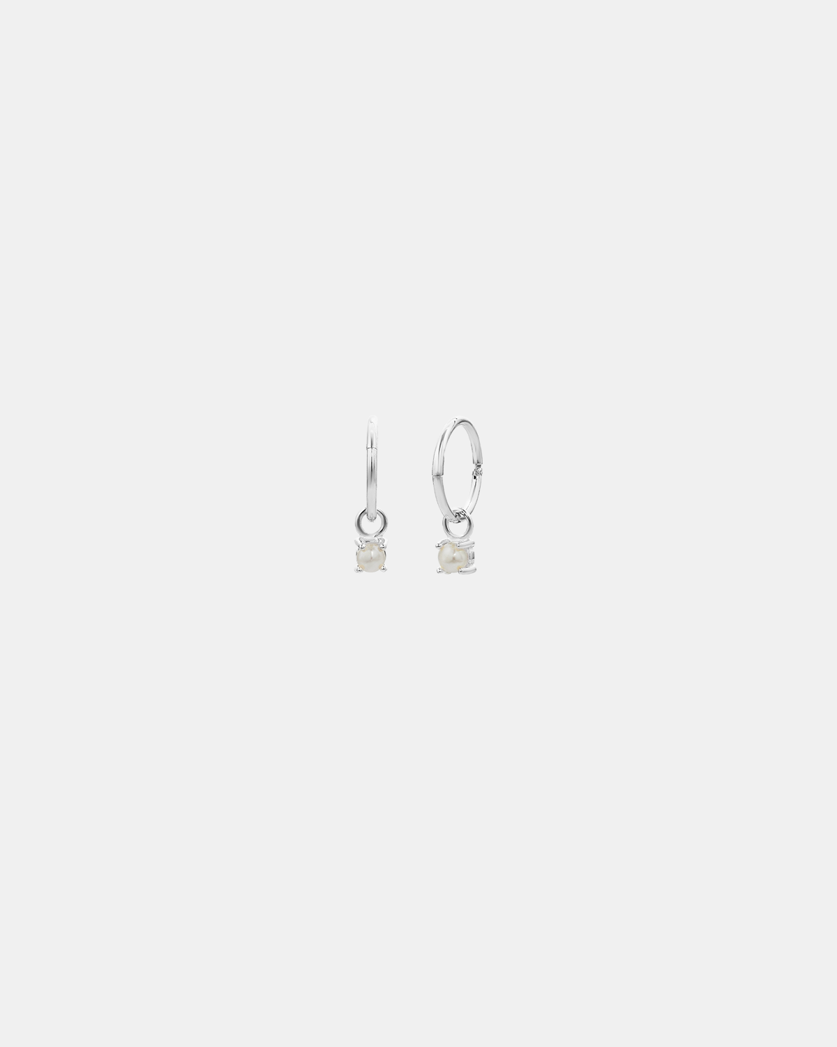 Mini Pearl Huggies | Silver