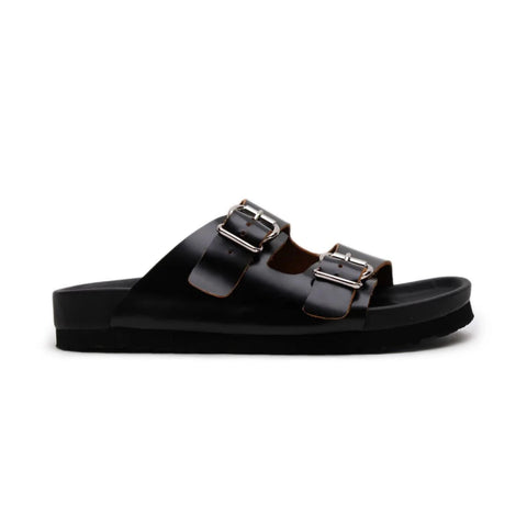 Buckle Sandal | Black & Tan