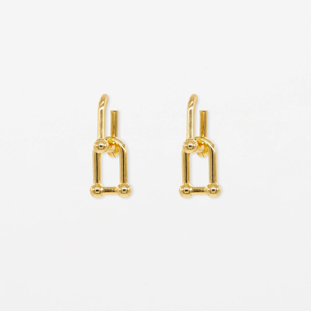 Double D Link Earrings | Gold