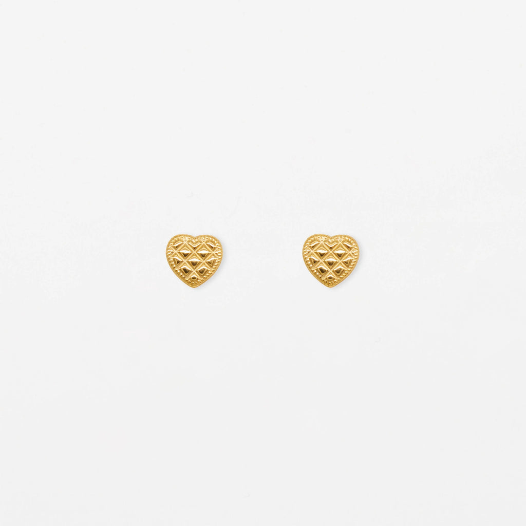 Quilted Heart Stud | Gold