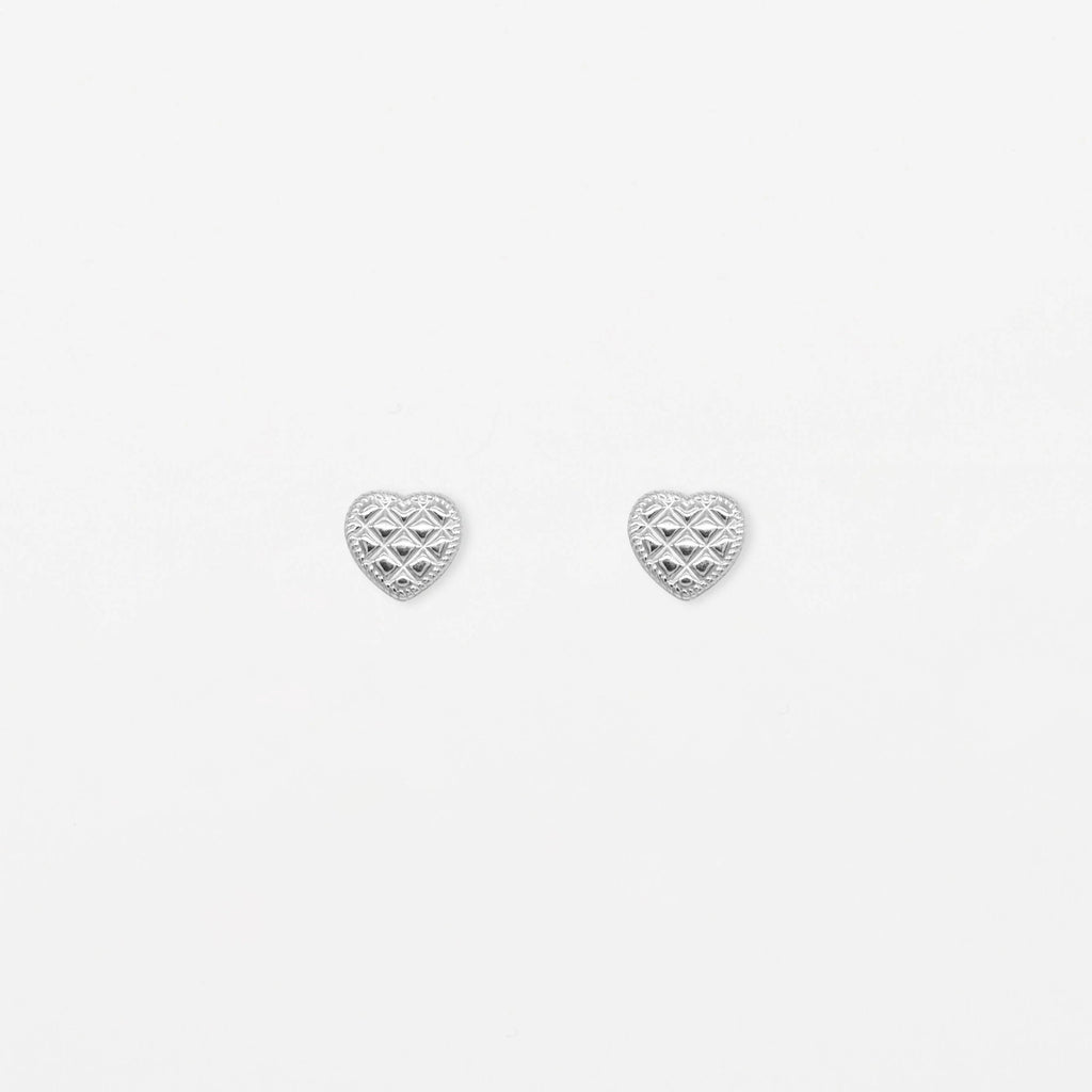 Quilted Heart Stud | Silver