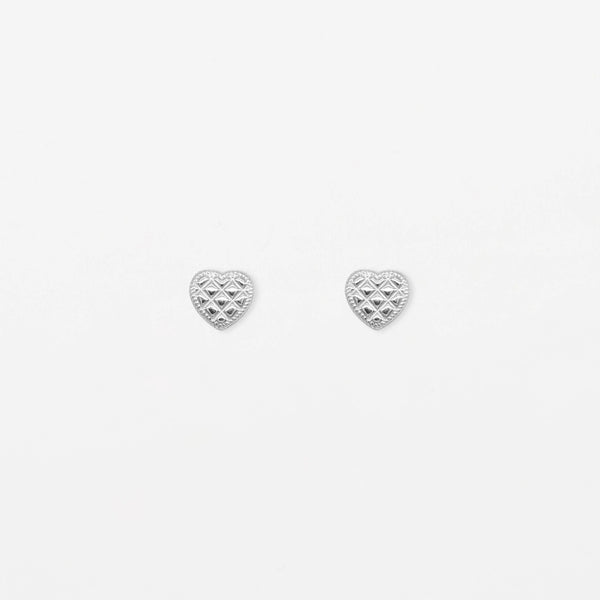 Quilted Heart Stud | Silver