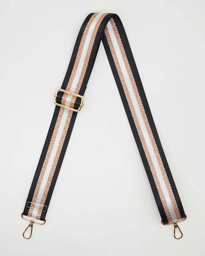 Bag Strap | Black & Rose Gold Stripe