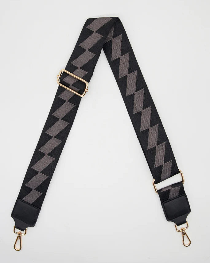 Bag Strap | Black & Grey Block Pattern