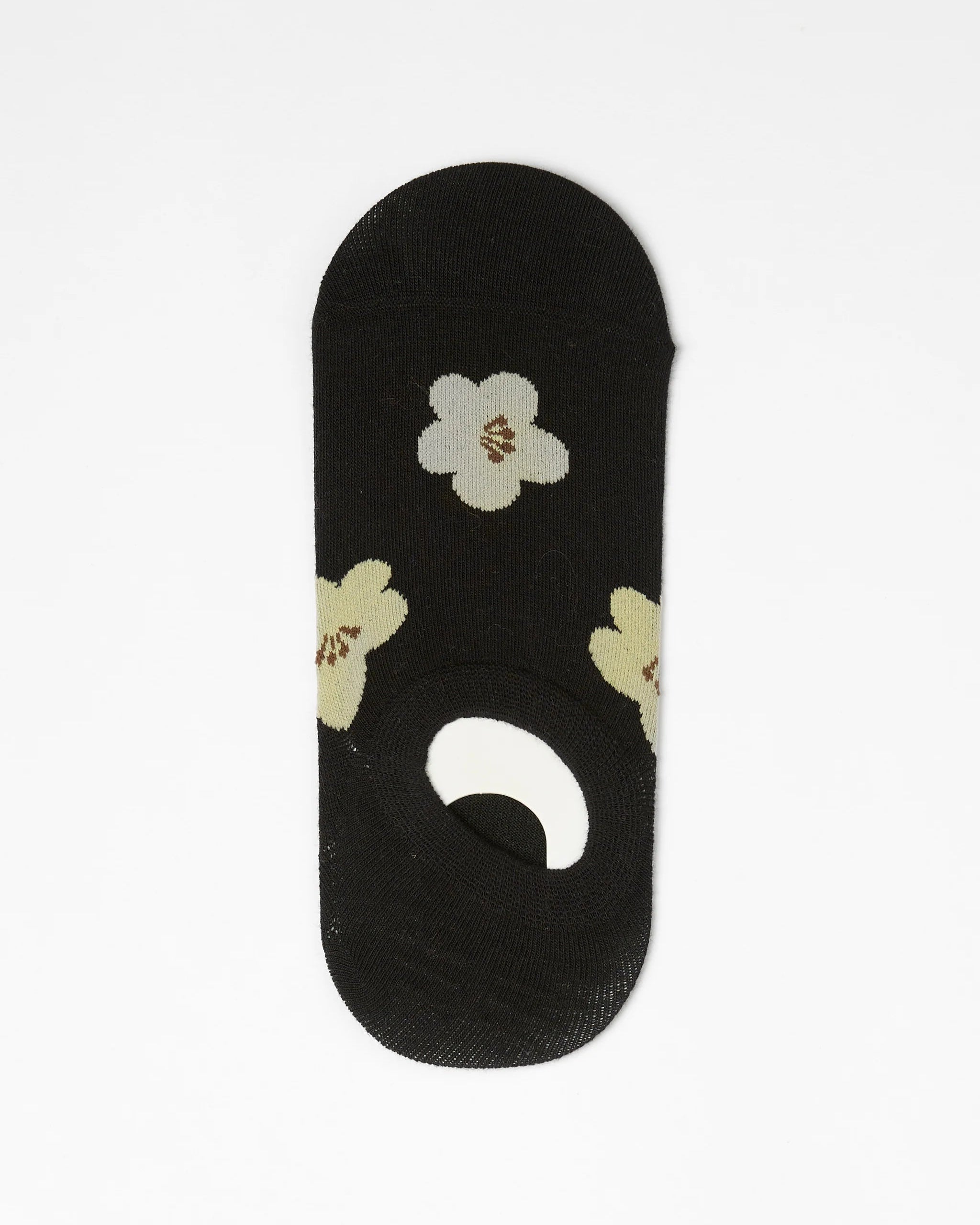 No Show Socks | Black with Flowers