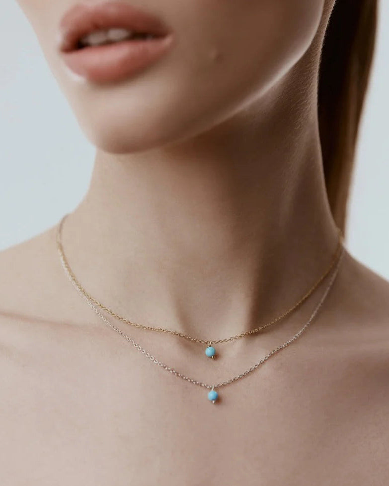 Superfine Mini Turquoise Necklace | Gold