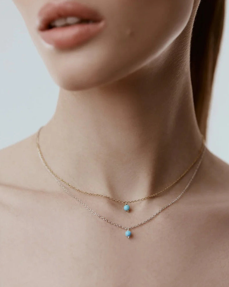 Superfine Mini Turquoise Necklace | Silver