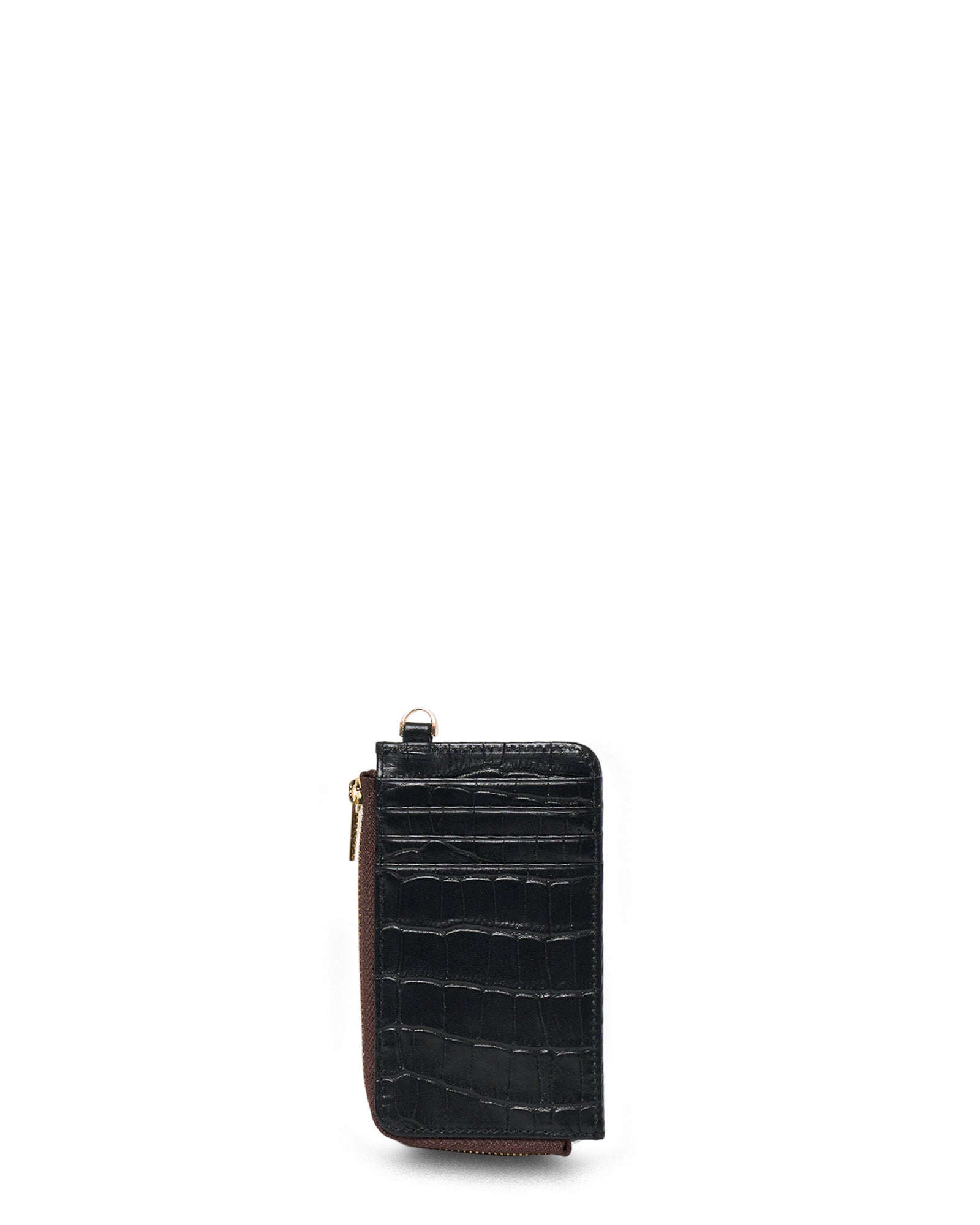 Winona Card Holder | Black Croc