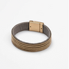 Wrap Bracelet | Gold Chains on Grey Leather