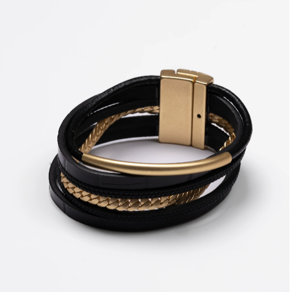 Wrap Bracelet | Black & Gold