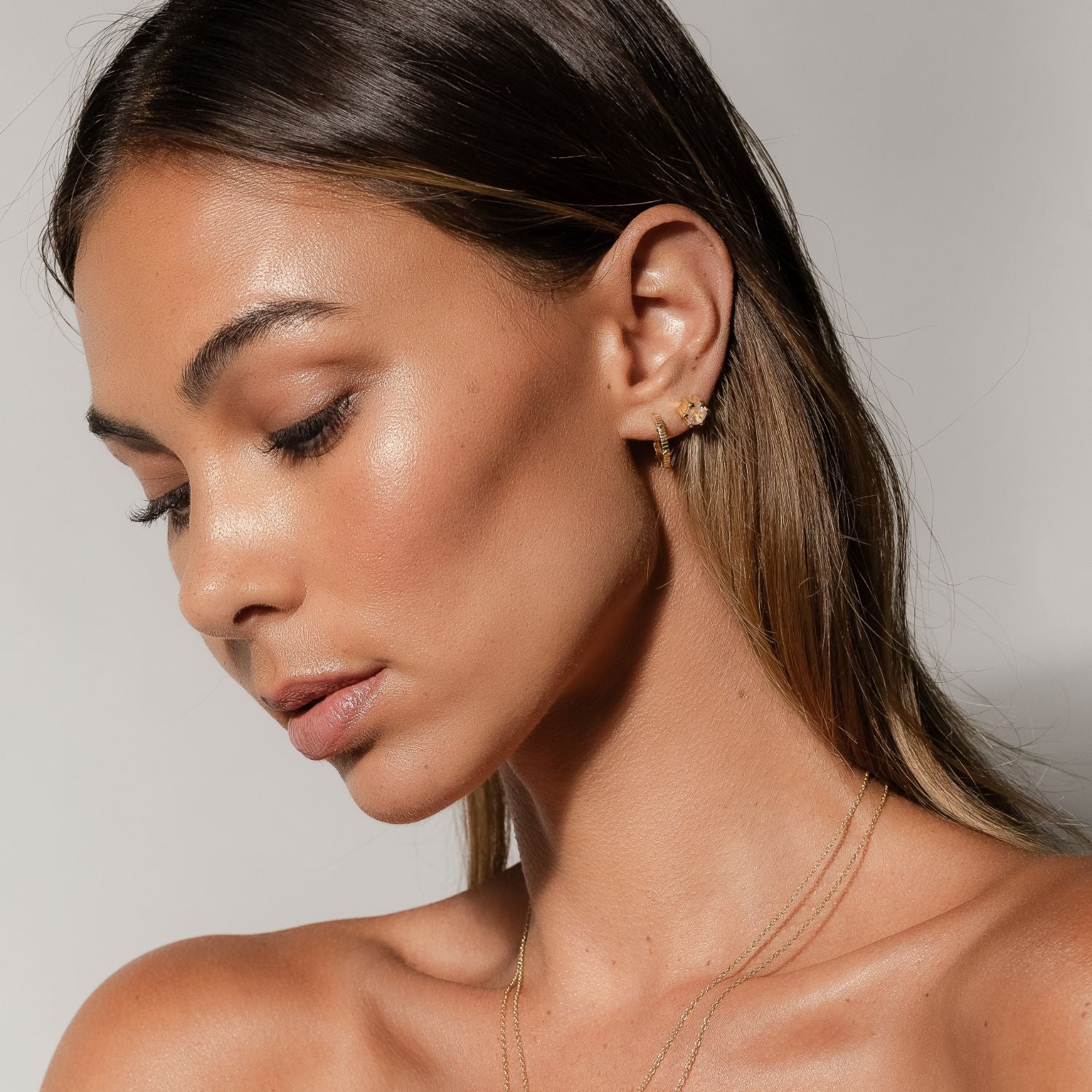 Harmony Stud Earrings | Gold & Rose Quartz