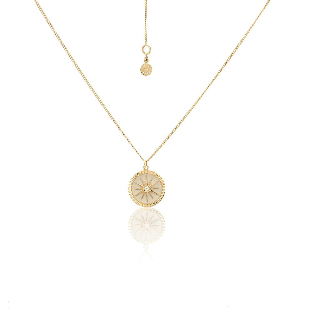 Guiding Star Necklace | Gold & White Enamel