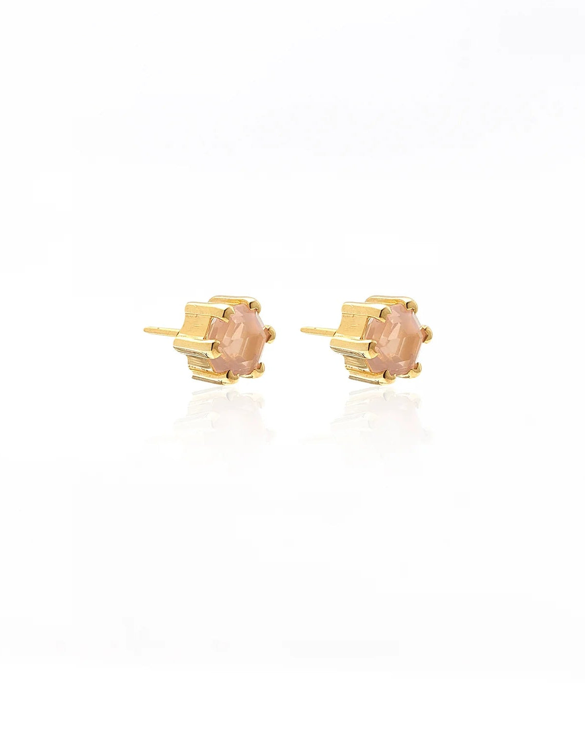 Harmony Stud Earrings | Gold & Rose Quartz