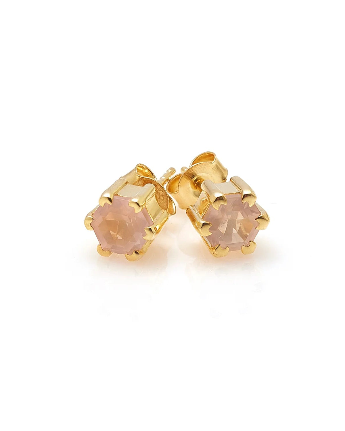 Harmony Stud Earrings | Gold & Rose Quartz