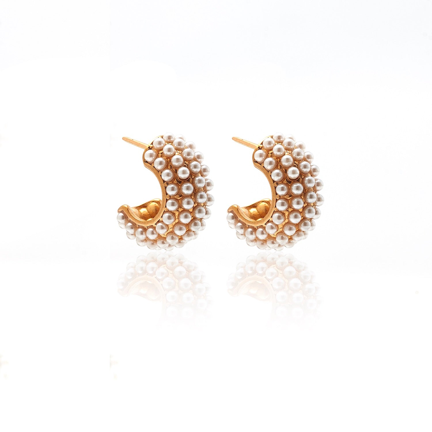 Hera Hoop Earrings | Pearl & Gold