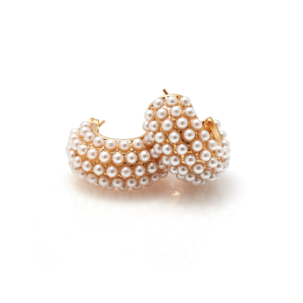 Hera Hoop Earrings | Pearl & Gold