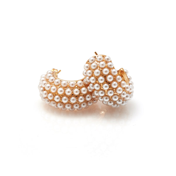 Hera Hoop Earrings | Pearl & Gold