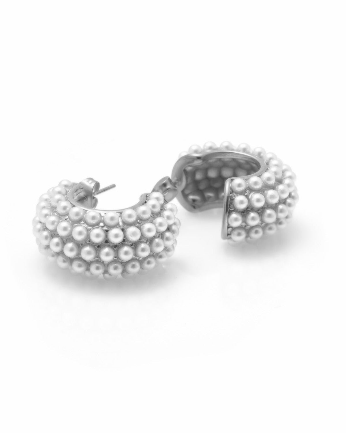 Hera Hoop Earrings | Pearl & Silver