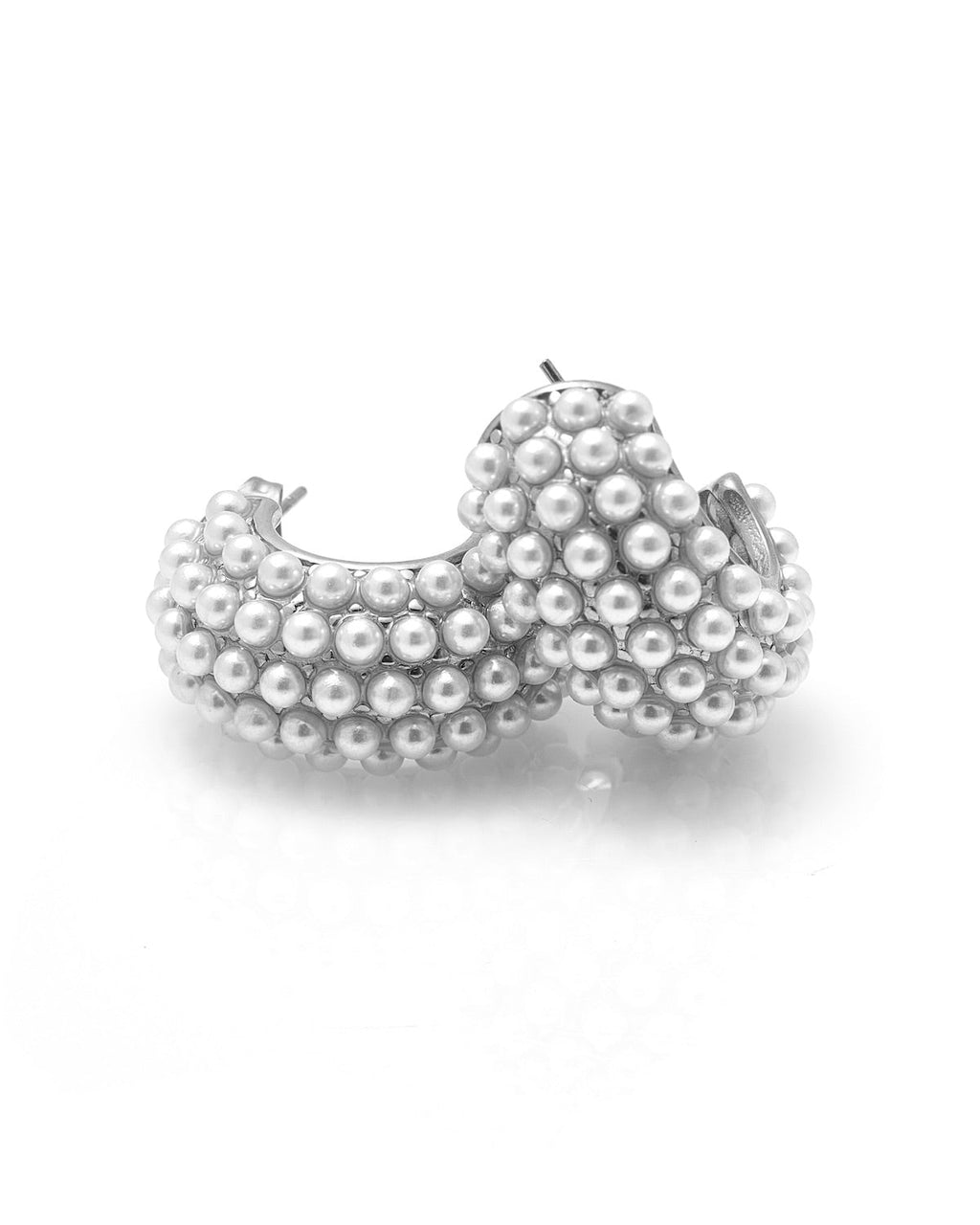 Hera Hoop Earrings | Pearl & Silver