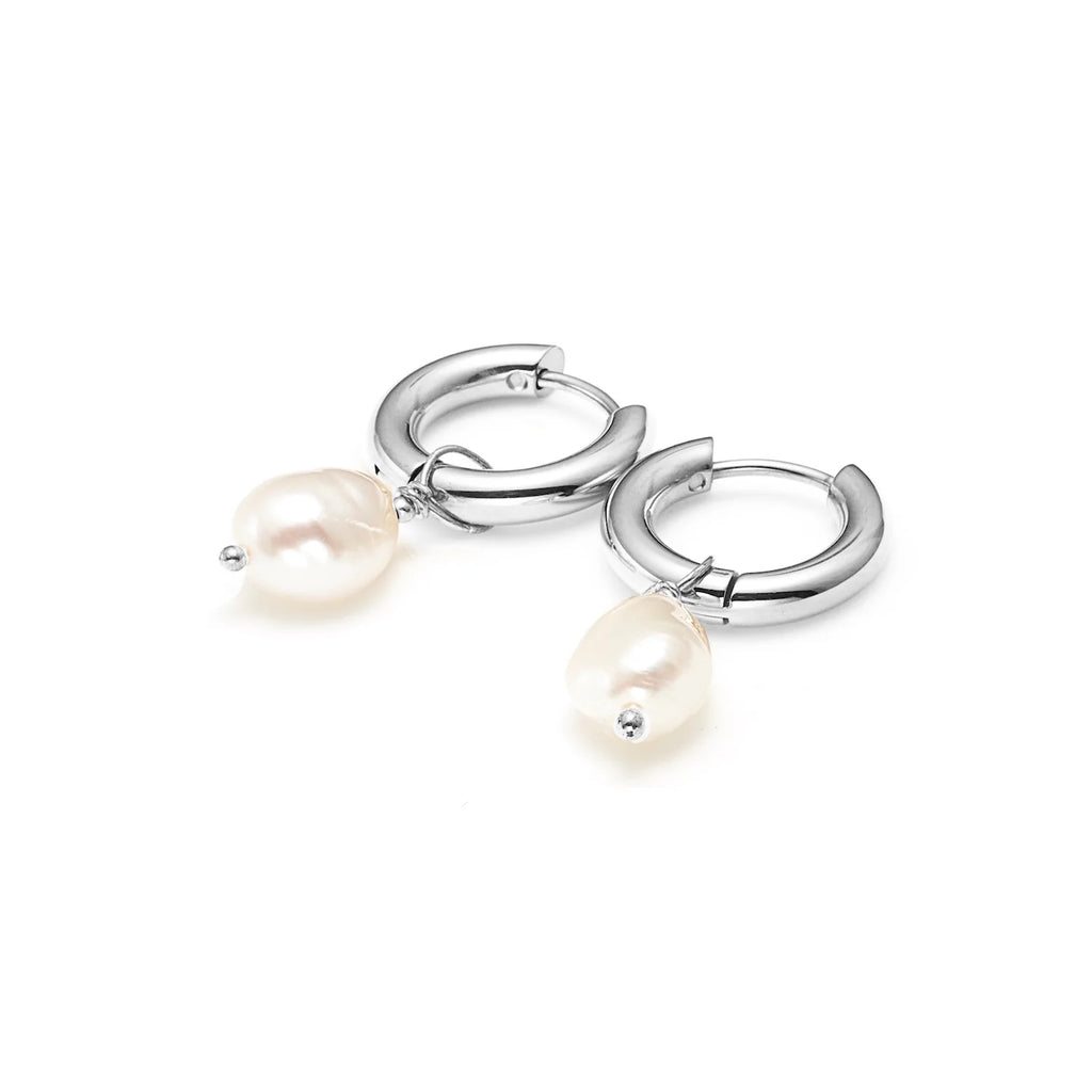 Allure Hoops | Pearl & Silver