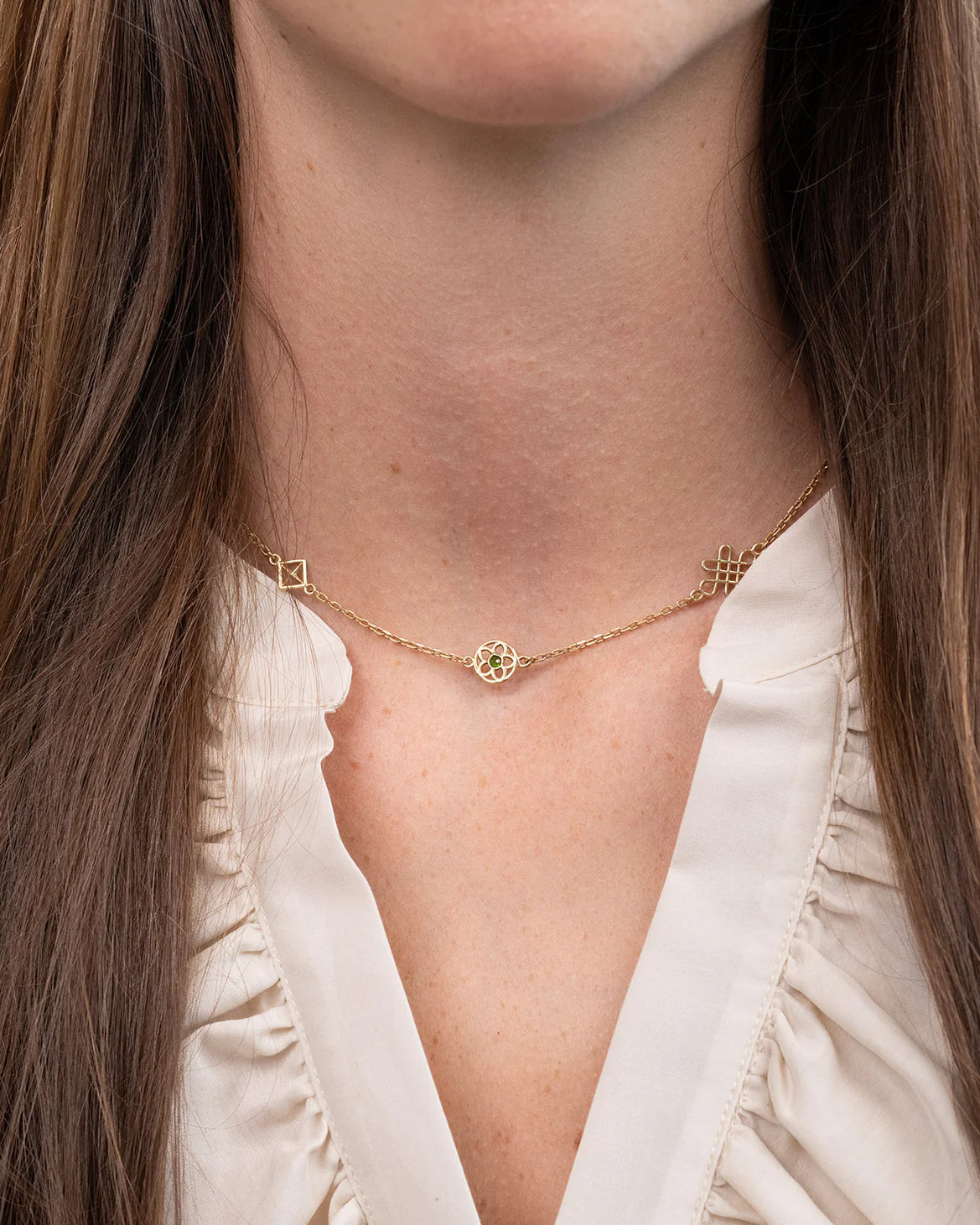 Aura Necklace | 22k Gold Plate & Chrome Diopside