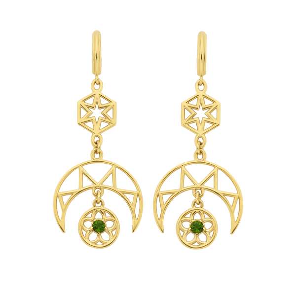 Balance Earrings | 22k Gold Plate & Chrome Diopside