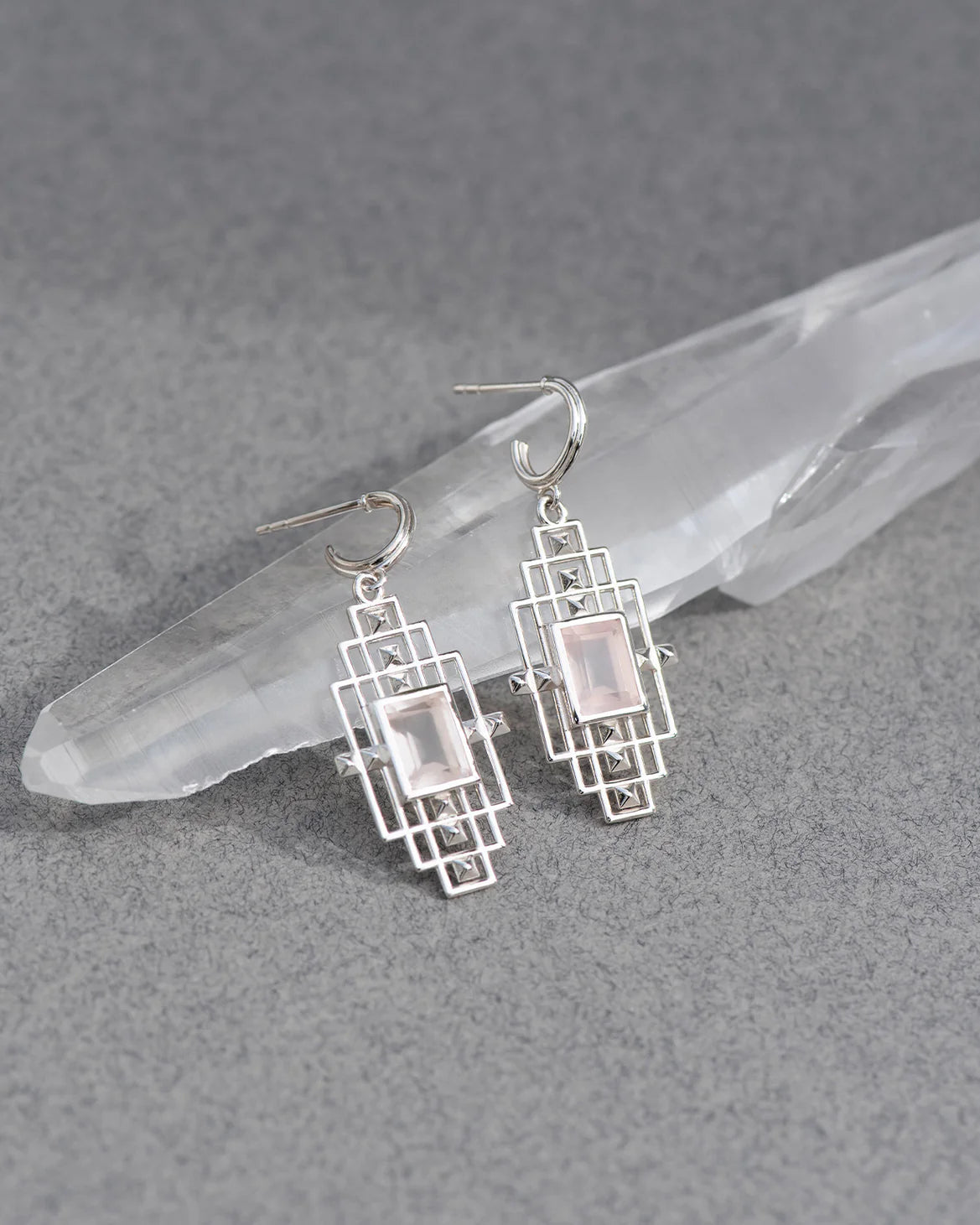 Bliss Earrings | Sterling Silver & Rose Quartz