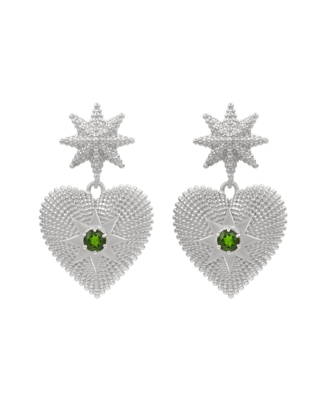 Brave Heart Earrings | Sterling Silver | Chrome Diopside