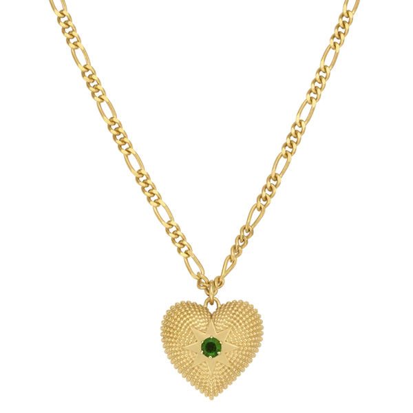 Brave Heart Necklace | 22k Gold Plate | Chrome Diopside