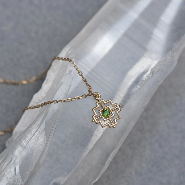 Centred Necklace | 22k Gold Plate & Chrome Diopside