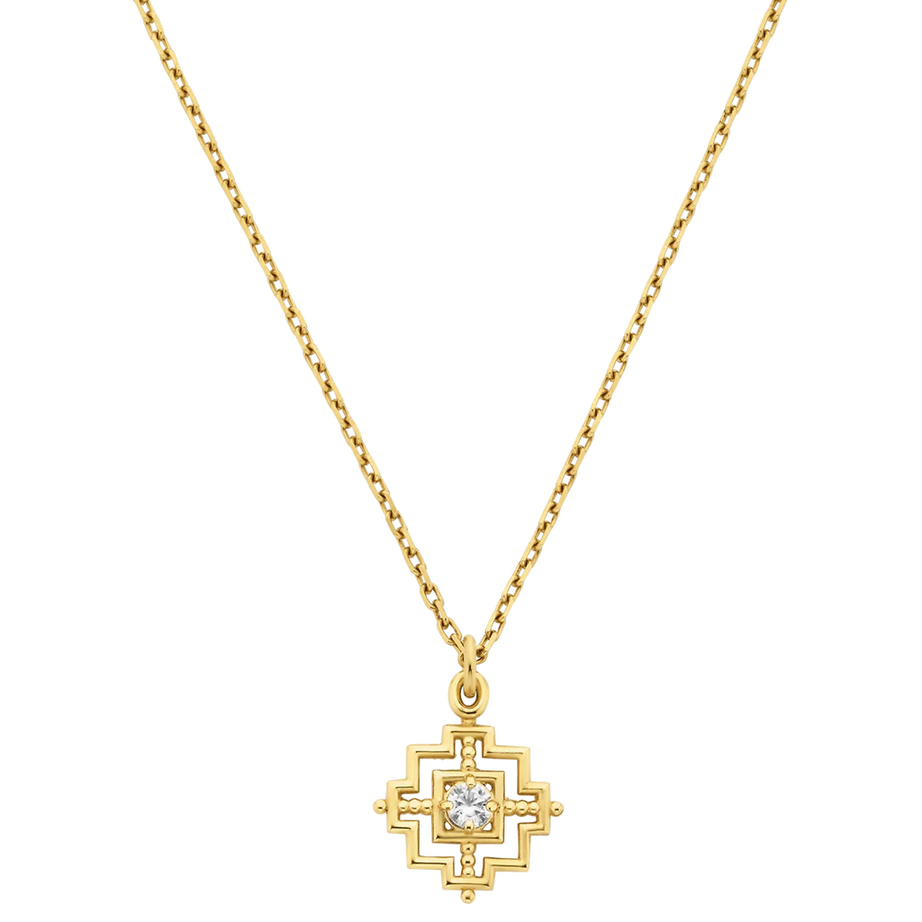 Centred Necklace | 22k Gold Plate & White Zircon