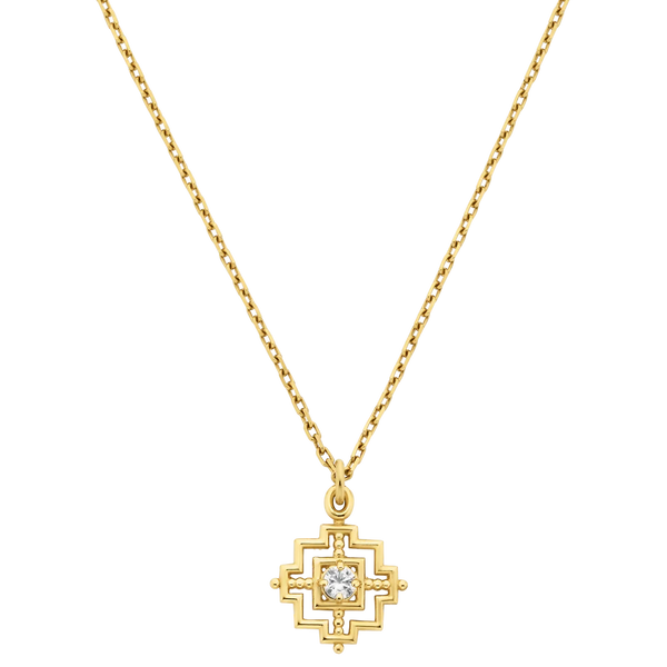 Centred Necklace | 22k Gold Plate & White Zircon