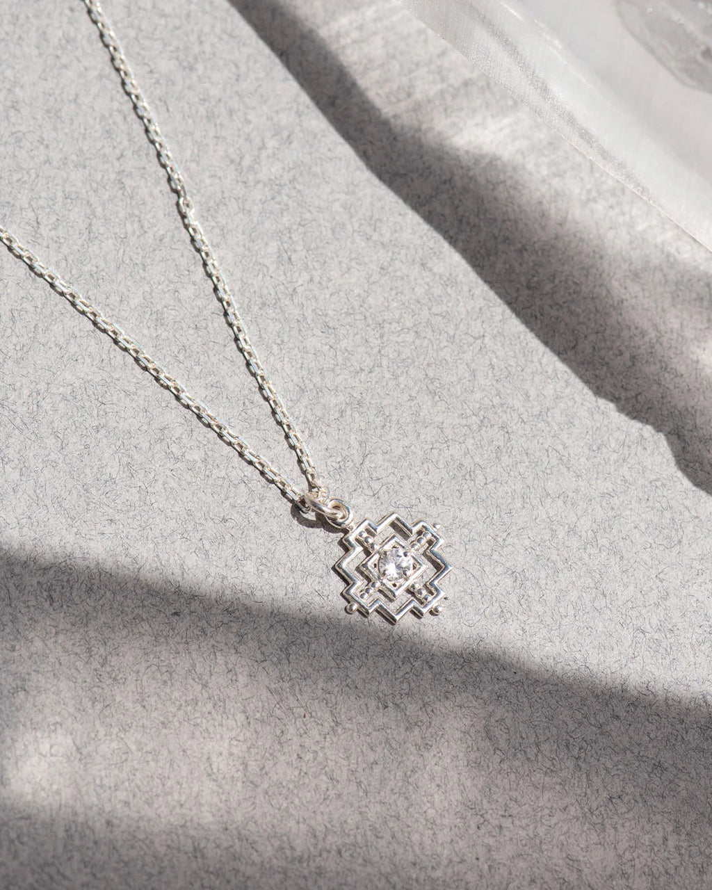 Centred Necklace | Sterling Silver & White Zircon