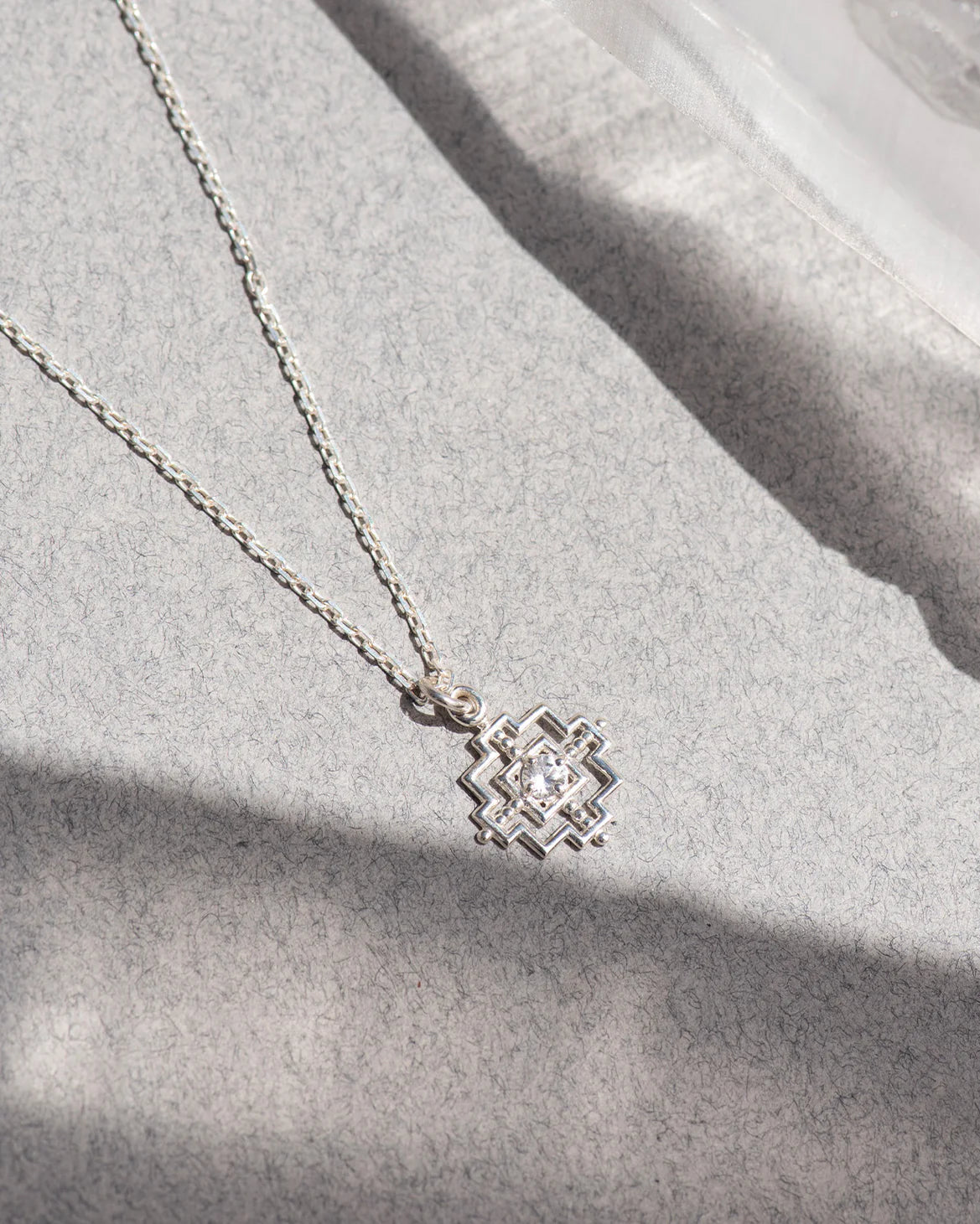 Centred Necklace | Sterling Silver & White Zircon