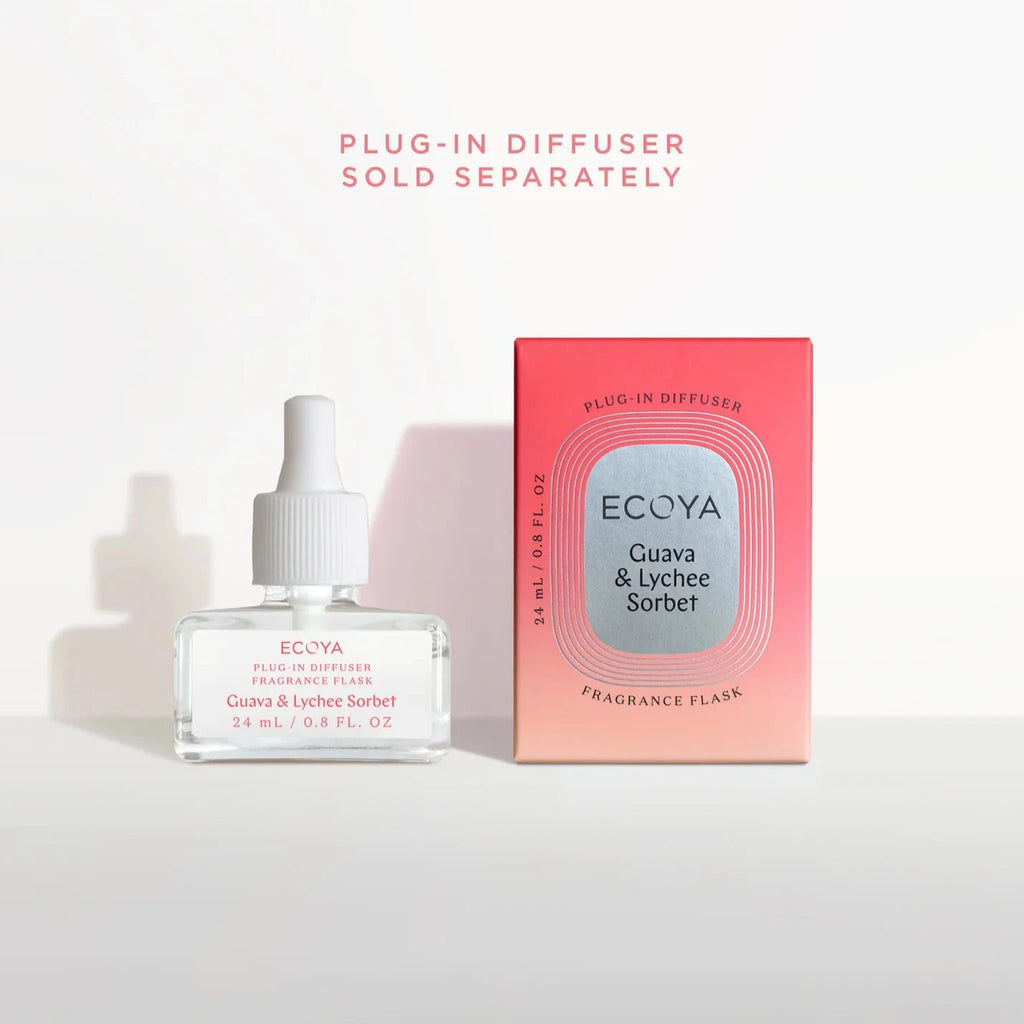 Ecoya Plug-In Diffuser Fragrance Flask | Guava & Lychee Sorbet
