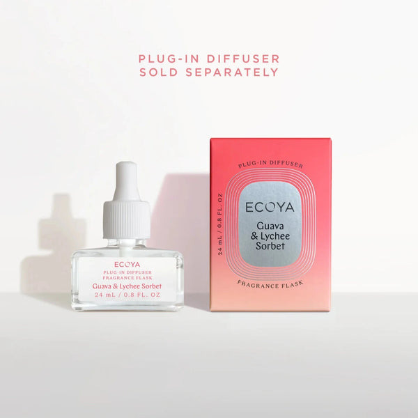 Ecoya Plug-In Diffuser Fragrance Flask | Guava & Lychee Sorbet
